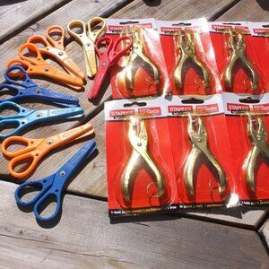 School Supplies LOT 8 Hole Punches 8 Scissors